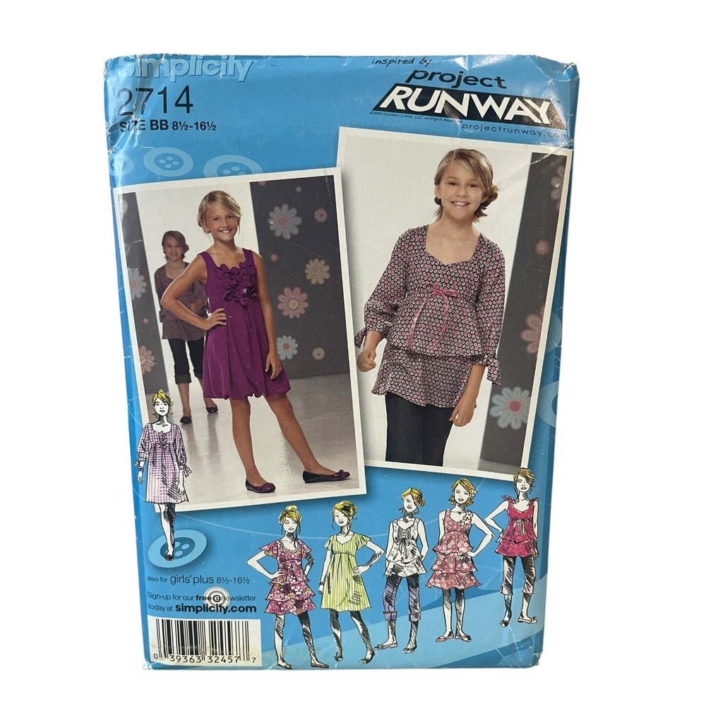Simplicity 2714 Girls Dress Tunic Size BB 8.5-16.5 Inspired‎ Project Runway